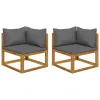 Corner Sofa Dark Grey Solid Acacia Wood Modular Corner Sofa