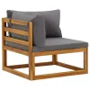 Corner Sofa Dark Grey Solid Acacia Wood Modular Corner Sofa