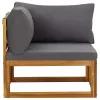 Corner Sofa Dark Grey Solid Acacia Wood Modular Corner Sofa