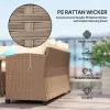 Stylish Patio Suite: 6PC Woven PE Rattan Lounge Set with Cushions, Coffee Table | Sophisticated Outdoor Comfort.
