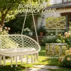 White 2-Person Hammock Chair Macrame Swing with Soft Cushion Hanging Cotton Rope Chair for Indoor Outdoor Home Patio Backyard