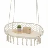 White 2-Person Hammock Chair Macrame Swing with Soft Cushion Hanging Cotton Rope Chair for Indoor Outdoor Home Patio Backyard
