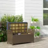 Wicker Patio Storage Bench with Cushion Top, Dark Blue, Outdoor Seating & Storage Solution