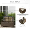 Wicker Patio Storage Bench with Cushion Top, Dark Blue, Outdoor Seating & Storage Solution