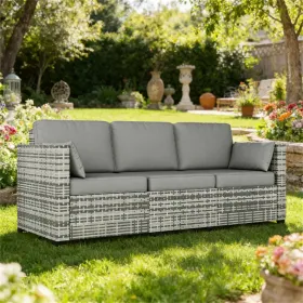 Willow Sofa, Outdoor Sofa, Terrace Sofa, Courtyard Sofa, Double Sofa, Grey