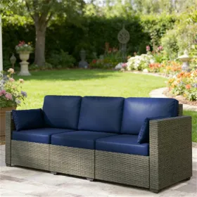 Willow Sofa, Outdoor Sofa, Terrace Sofa, Courtyard Sofa, Double Sofa, Navy Blue