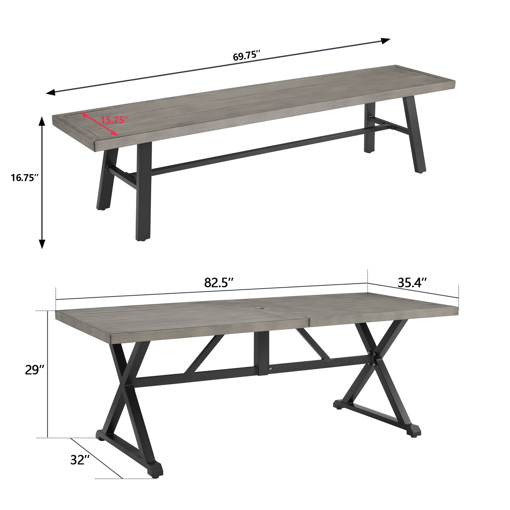 Peakhome Azur 3 Pieces Patio Dining Set Outdoor Aluminum