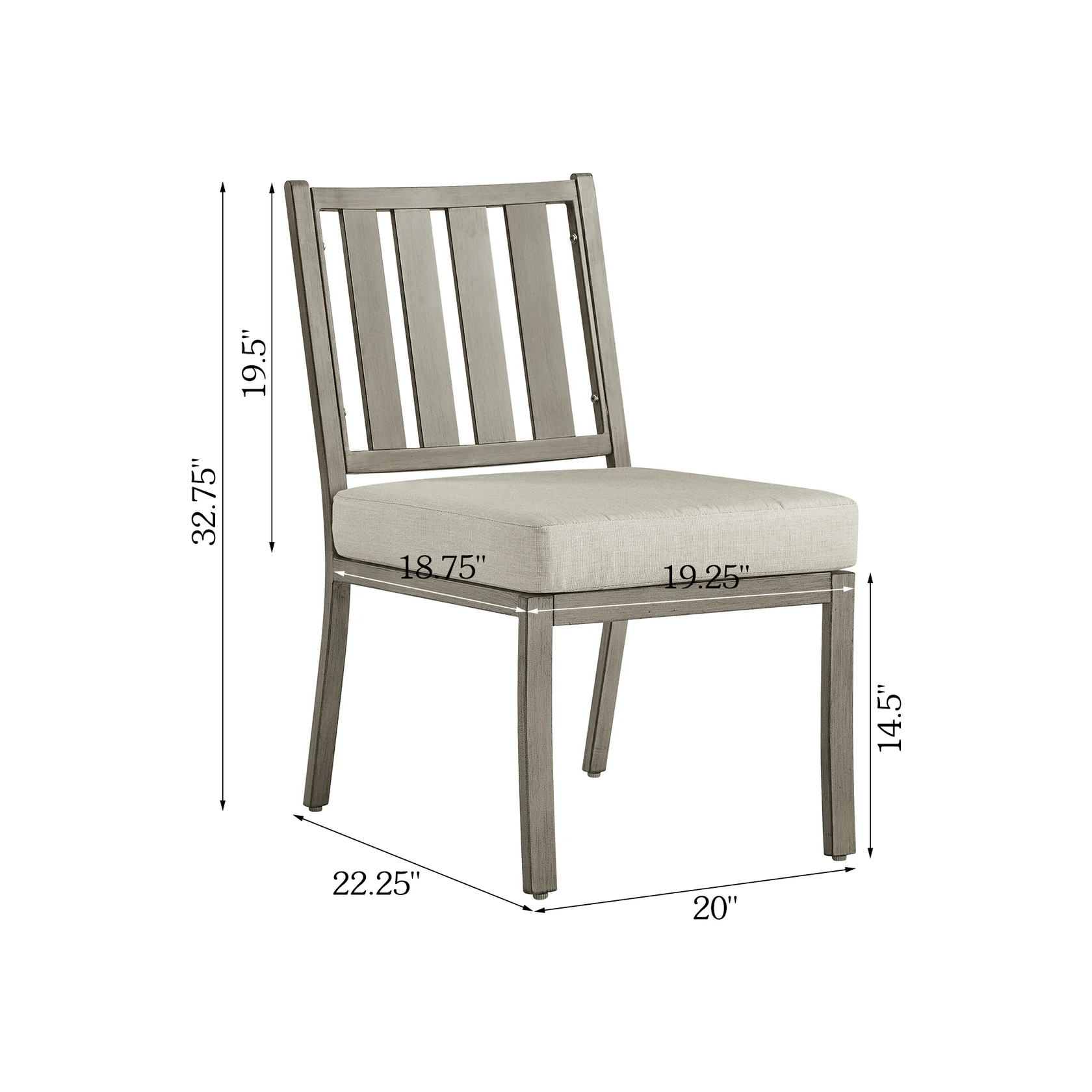 Peakhome Azur Outdoor Dining Armless Chairs With Sunbrella