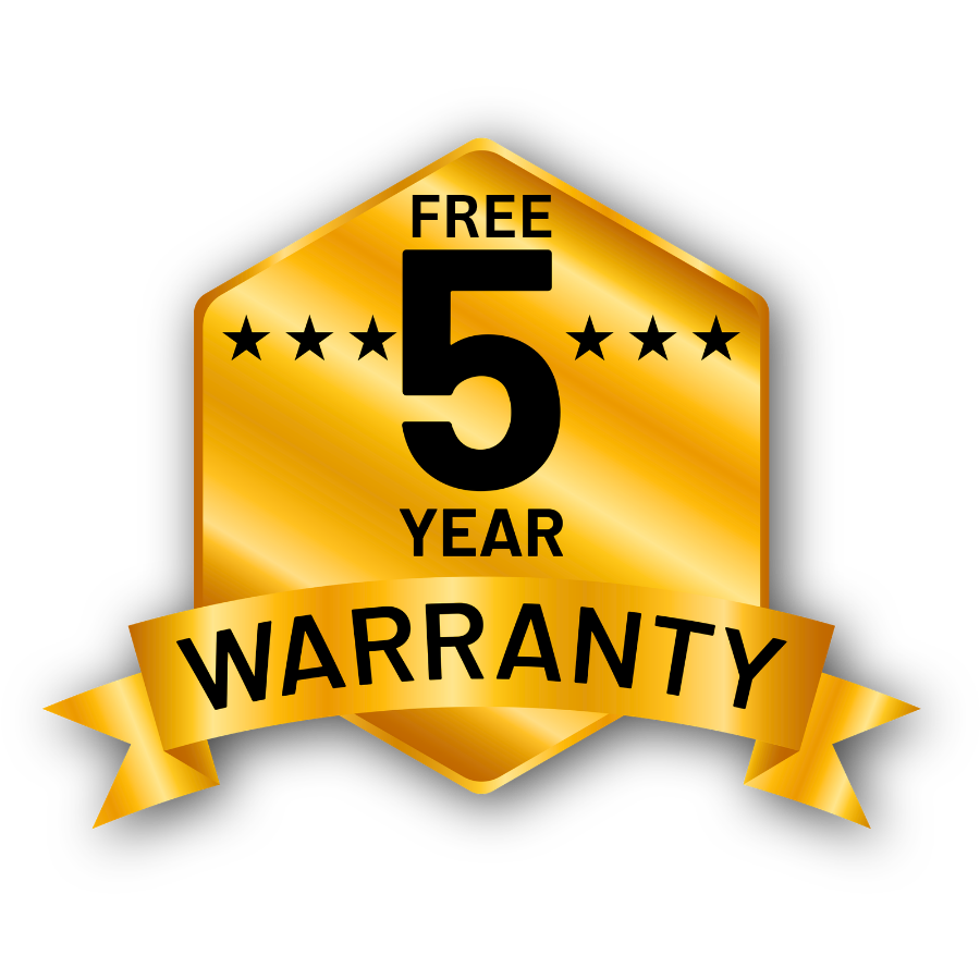 5-year warranty badge
