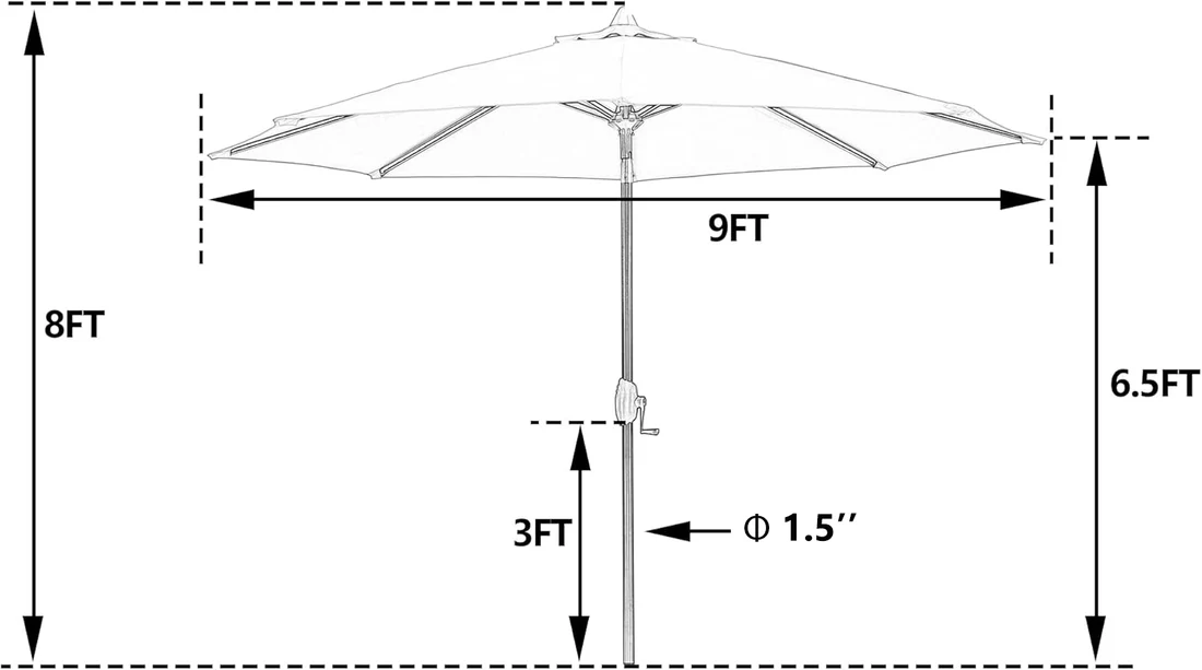 Patio Tree Patio 9Ft Market Umbrella Stripe With Sunbrella®