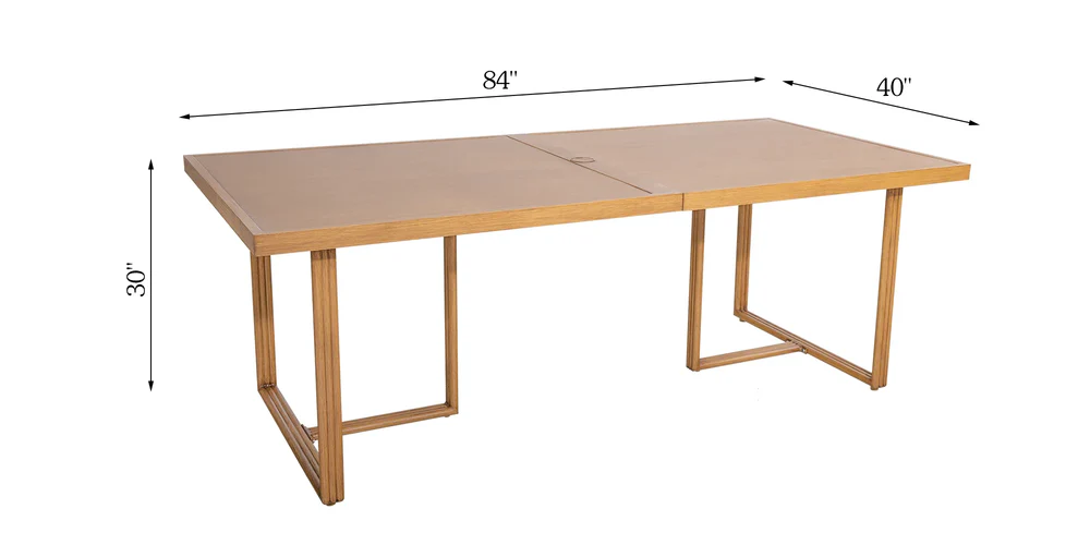 Arcadia 6 Person Patio Aluminum Rectangular Dining Set dimensions diagram