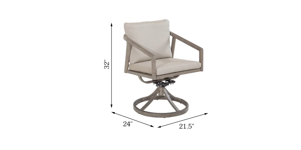 Amalfi 360° Swivel Rocking Aluminum Patio Dining Chair Set dimensions diagram