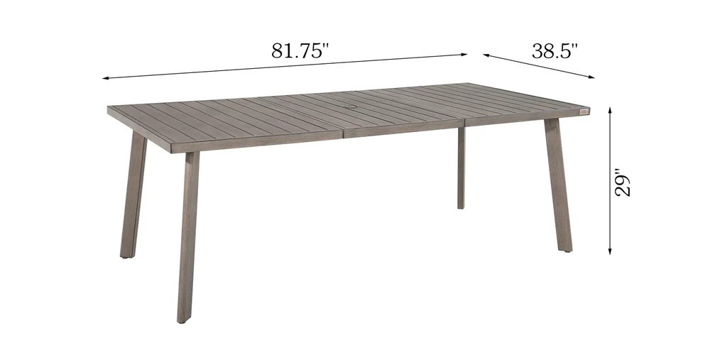 Amalfi 7-Piece Patio Dining Set for 6 person with 2 Swivel dimensions diagram