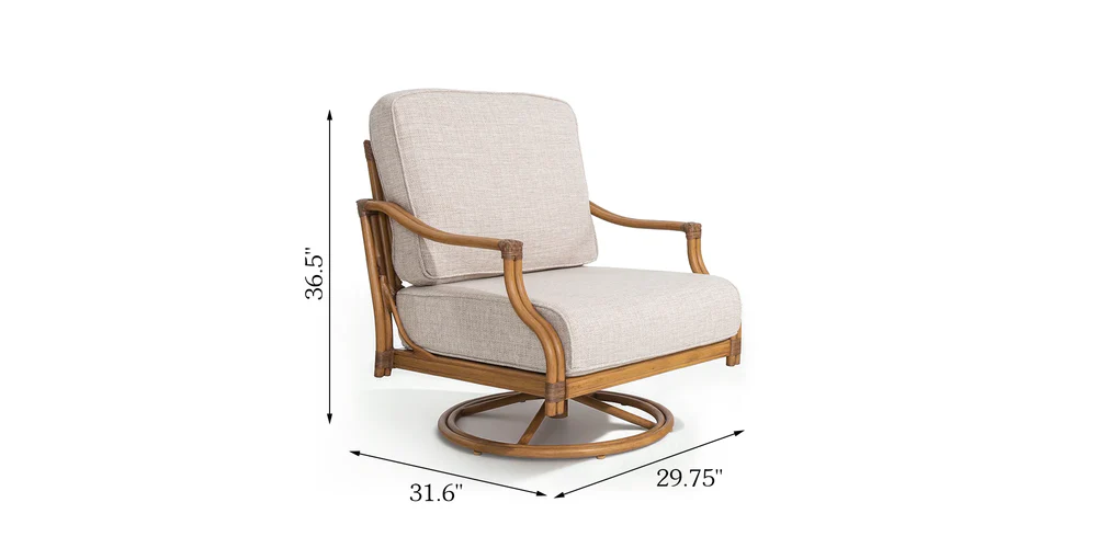 Arcadia 2 Piece Swivel Lounge Chair And End Table dimensions diagram
