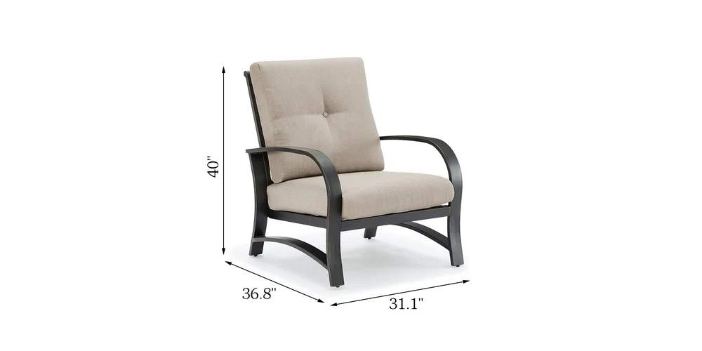 Chamber Patio Aluminum Club Chair With Sunbrella® Cushions dimensions diagram