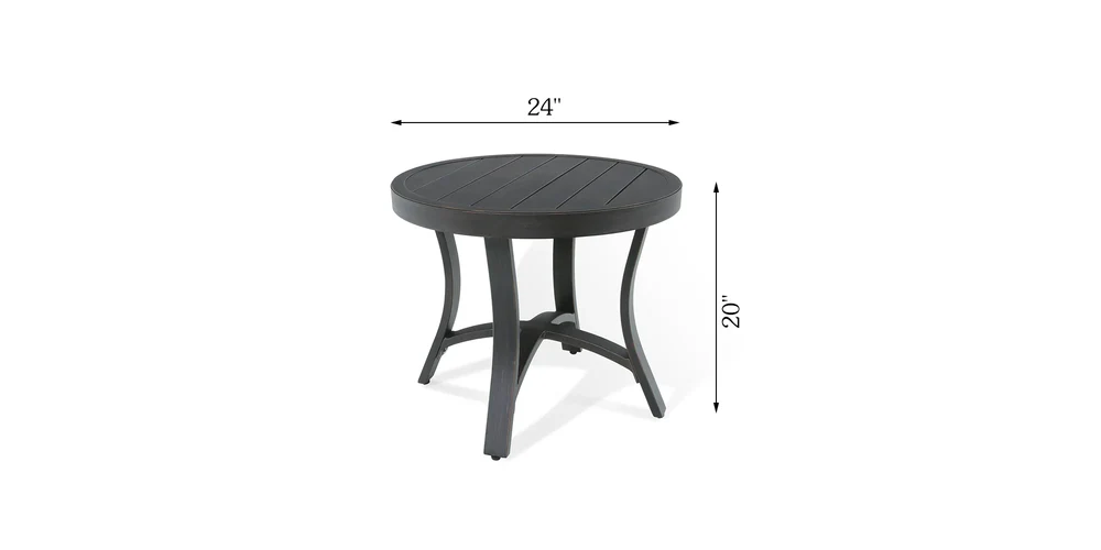 Chamber Outdoor Round 24'' Side Table dimensions diagram