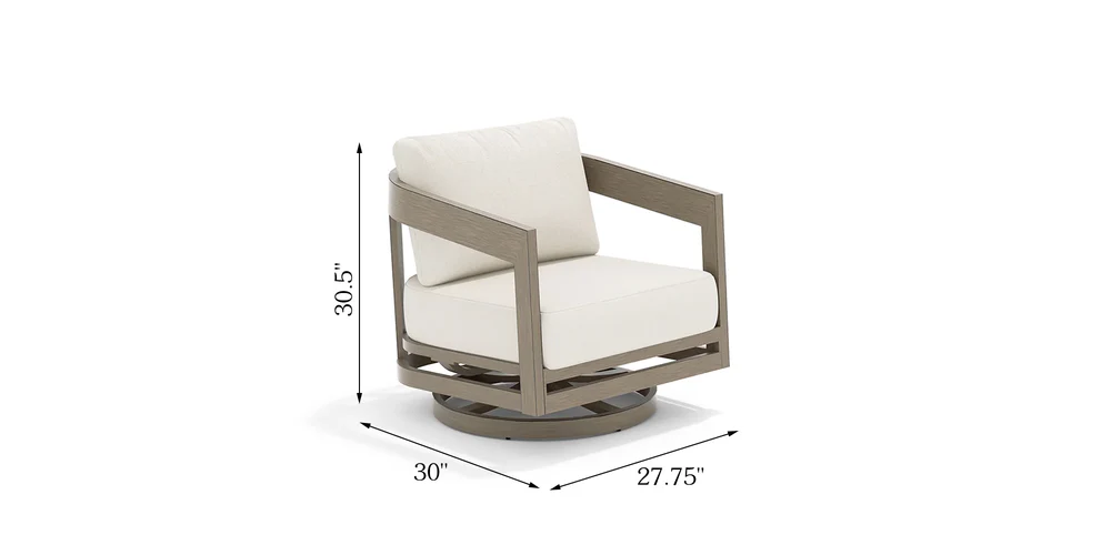 Harmonti 6 Pieces Teak Finish Aluminum Patio Swivel dimensions diagram
