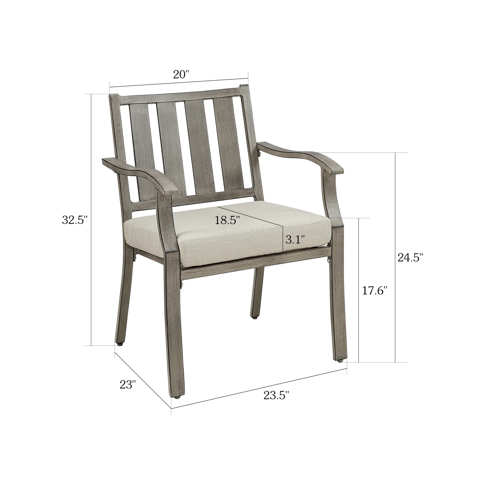 Peakhome Azur Patio Dining Armchair With Sunbrella® Cushions