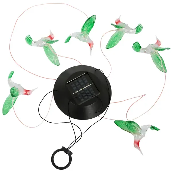 LED Solar Hummingbird Wind Chime Solar String Lights 6 LEDs