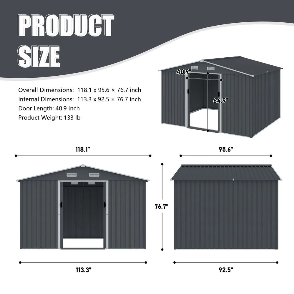 Outdoor Storage Shed 8 x 10 FT Large Metal Tool Sheds — photo 2 of 2