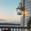 Black Outdoor Wall Light 2 Lights, Large Outdoor Modern Wall Light Fixtures, Industrial Porch Light Wall Mounted With Glass, Waterproof Farmhouse