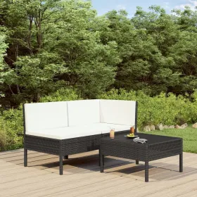 Garden Furniture Set Black, Cream White (Color: Black)