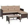 3 Pieces Patio Corner Rattan Sofa Set