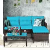 3 Pieces Patio Corner Rattan Sofa Set