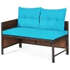 3 Pieces Patio Corner Rattan Sofa Set