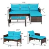 3 Pieces Patio Corner Rattan Sofa Set