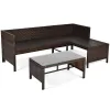 3 Pieces Patio Corner Rattan Sofa Set
