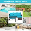 3 Pieces Patio Corner Rattan Sofa Set