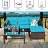 3 Pieces Patio Corner Rattan Sofa Set