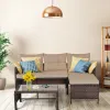 3 Pieces Patio Corner Rattan Sofa Set