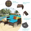 3 Pieces Patio Corner Rattan Sofa Set
