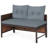 3 Pieces Patio Corner Rattan Sofa Set