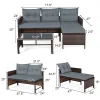 3 Pieces Patio Corner Rattan Sofa Set