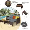 3 Pieces Patio Corner Rattan Sofa Set