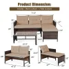 3 Pieces Patio Corner Rattan Sofa Set