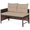 3 Pieces Patio Corner Rattan Sofa Set