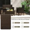 4 Piece Patio Rattan Conversation Set with Cozy Seat Cushions