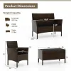 4 Piece Patio Rattan Conversation Set with Cozy Seat Cushions