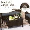 4 Piece Patio Rattan Conversation Set with Cozy Seat Cushions
