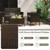 4 Piece Patio Rattan Conversation Set with Cozy Seat Cushions