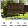4 Piece Patio Rattan Conversation Set with Cozy Seat Cushions