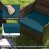 4 Piece Patio Rattan Conversation Set with Cozy Seat Cushions