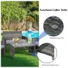 4 Pieces Patio Rattan Furniture Set with Glass Table and Loveseat