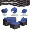4 Pieces Patio Rattan Furniture Set with Removable Cushions and Pillows