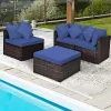 4 Pieces Patio Rattan Furniture Set with Removable Cushions and Pillows