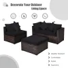 4 Pieces Patio Rattan Furniture Set with Removable Cushions and Pillows